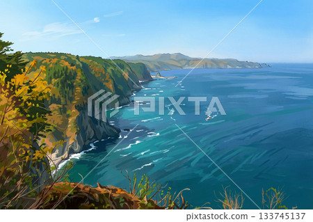 [Tanohata Village, Iwate Prefecture] Unonosu Cliffs are cliffs where the feet shrink 133745137