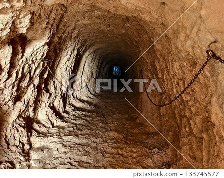 descending vertical shaft, process of moving downward through vertical shaft structure into lower 133745577