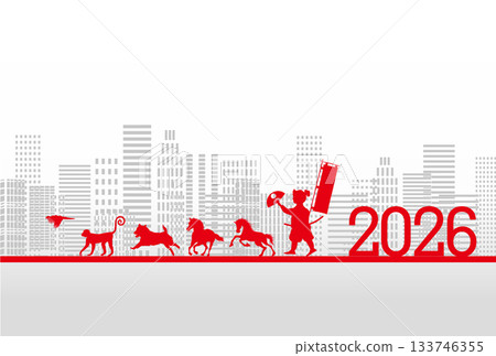 Horse New Year's card zodiac background 133746355