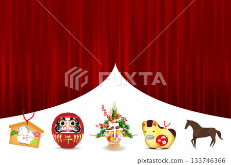 馬年賀卡十二生肖背景 133746366