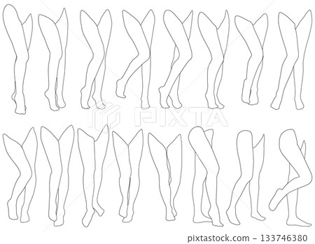 Female Leg Model Outline Illustration Collection 2-14 Knee Right Front 1. A set of outline illustrations of various lower body poses. Female Leg Model Outline Illustration Collection 2-14 Knee Right Front 1. A set of outline illustrations of various lower body poses. 133746380
