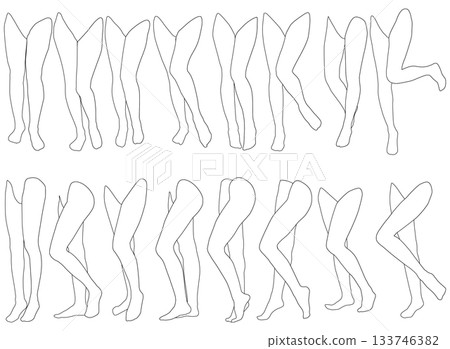 Female Leg Model Outline Illustration Collection 2-13 Left Knee Front 2. A set of outline illustrations of various lower body poses. Female Leg Model Outline Illustration Collection 2-13 Left Knee Front 2. A set of outline illustrations of various lower body poses. 133746382