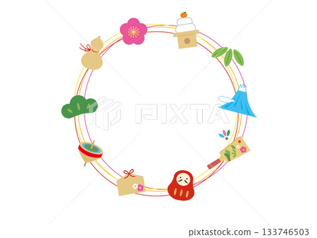 New Year's lucky circular frame 133746503