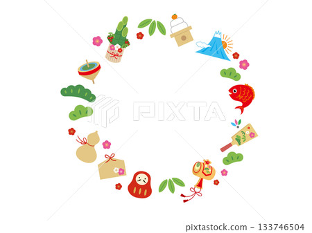 New Year's lucky colorful circular frame 133746504
