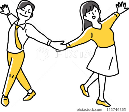 Male and female employees posing for a dance 133746865