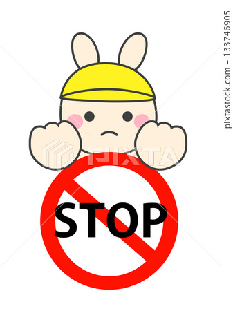 Cute rabbit illustration of a stop 133746905