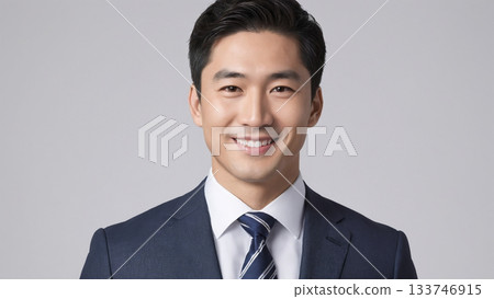 Business portrait of a Japanese man in his 20s - a refreshing smile and a tie 133746915