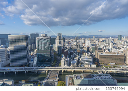 Osaka: View of the Nakanoshima area from a high-rise building in Yodoyabashi Osaka: View of the Nakanoshima area from a high-rise building in Yodoyabashi 133746994