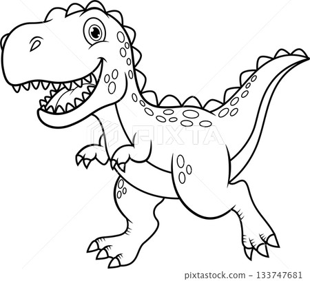 Cartoon tyrannosaurus rex line art 133747681