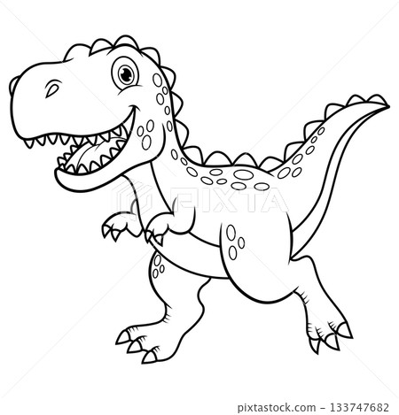 Cartoon tyrannosaurus rex line art 133747682