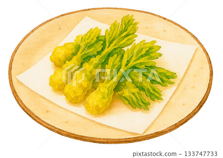 塔拉納豆芽天婦羅,盛於盤中 塔拉納豆芽天婦羅,盛於盤中 133747733