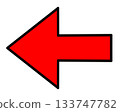 一個簡單的向左指向的紅色箭頭 133747782