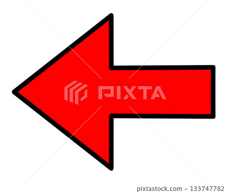 一個簡單的向左指向的紅色箭頭 一個簡單的向左指向的紅色箭頭 133747782
