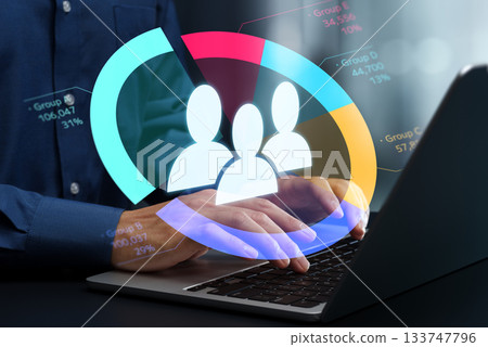 Market research and customer segmentation analysis. Consumer insight research and marketing data analysis. Online surveys 133747796