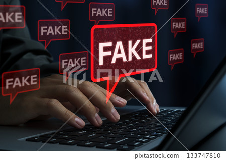 Fake news and misinformation on social media. Clickbait content and malicious disinformation. 133747810