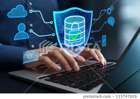 安全資料和加密資料保護系統。存取控制和網路安全。筆記型電腦 133747829