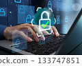 Internet security and secure data encryption. Firewall and network protection. Zero Trust security. 133747851