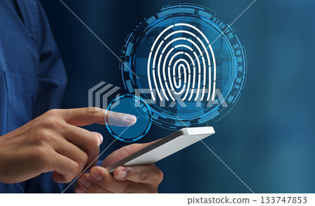 Fingerprint authentication. Secure biometric technology. Use your smartphone for passwordless authentication. 133747853