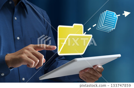 File upload and transfer to storage. Online file sharing. Cloud backup. Send data. 133747859