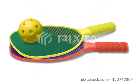 匹克球和球拍 133747864