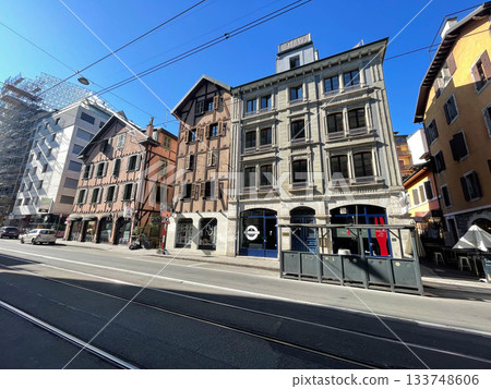 Street view in the historic center, Geneva, Switzerland Street view in the historic center, Geneva, Switzerland 133748606