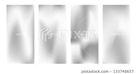 Silver mirror gradient. Luxury metallic phone bg. Platinum shine backdrop with velvet steel texture. Vector illustration 133748657