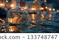Floating lantern and kitten glass dome 133748747