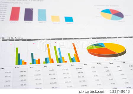 Chart graph paper. Finance, account, statistic, investment data economy, stock exchange business. 133748943