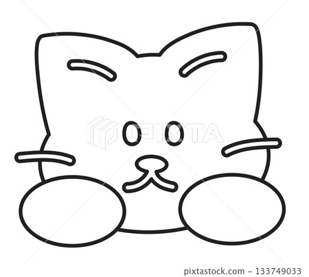 Cute outline of cat smile expression for feelings, good moof, emoji, animal decoration, kitten cartoon, cat drawing, pet shop, vet, character, comic, mascot, patch, brooch, adopt and rescue, colouring 133749033