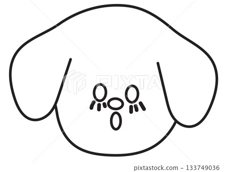 Puppy surprised expression outline for dog cartoon, character, colouring book, sketch, comic, emoji, mood, emotion, emotion, feeling, zoo, pet shop, vet, animal, sticker, icon, dog face shape, patch 133749036