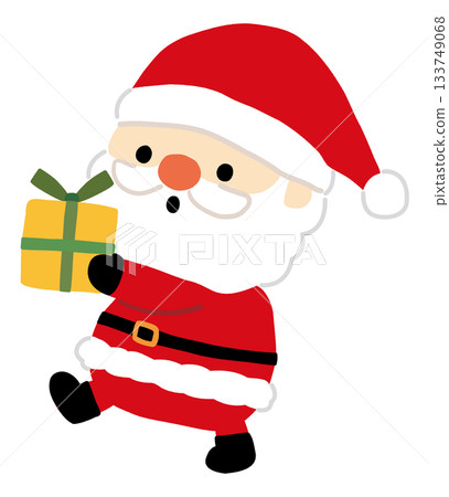 Illustration of a cute Santa Claus carrying presents 133749068