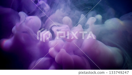 Fluid pigment. Paint water splash. Defocused purple blue colorful cloud shimmer liquid spreading on abstract acrylic art background. Fluid pigment. Paint water splash. Defocused purple blue colorful cloud shimmer liquid spreading on abstract acrylic art background. 133749247