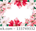 Ornate watercolor poinsettia frame 133749332