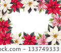 Ornate watercolor poinsettia frame 133749333