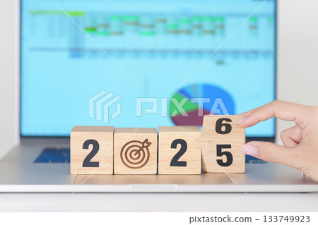 2025 end year to Happy New Year 2026 block with dartboard icon against computer laptop background. Goal, Target, Resolution, strategy, plan, Action, mission, motivation, and New Year start concepts 2025 end year to Happy New Year 2026 block with dartboard icon against computer laptop background. Goal, Target, Resolution, strategy, plan, Action, mission, motivation, and New Year start concepts 133749923