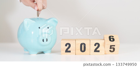 2025 end year to Happy New Year 2026 with piggy bank. Resolution, Goals, Plan, Action, Money Saving, Retirement fund, Pension, Investment and Financial concepts 2025 end year to Happy New Year 2026 with piggy bank. Resolution, Goals, Plan, Action, Money Saving, Retirement fund, Pension, Investment and Financial concepts 133749950