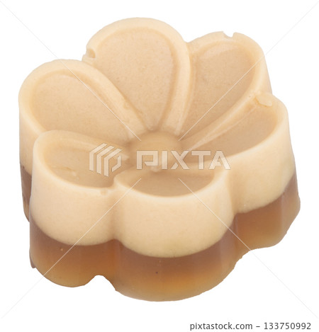Flower shaped coconut jelly on white background Flower shaped coconut jelly on white background 133750992