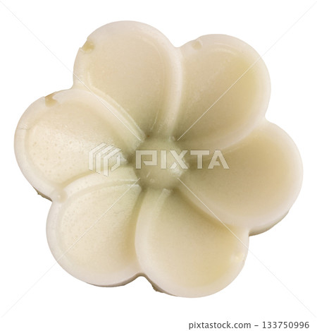 Flower shaped coconut jelly on white background Flower shaped coconut jelly on white background 133750996