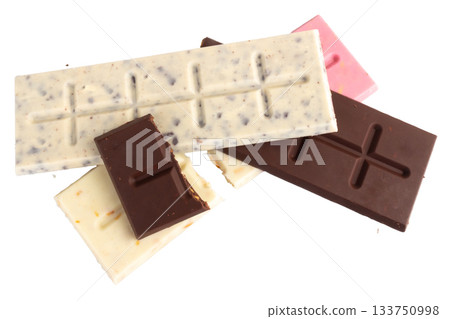 Chocolate broken milk flavor pink white pile fullcolor on white background 133750998