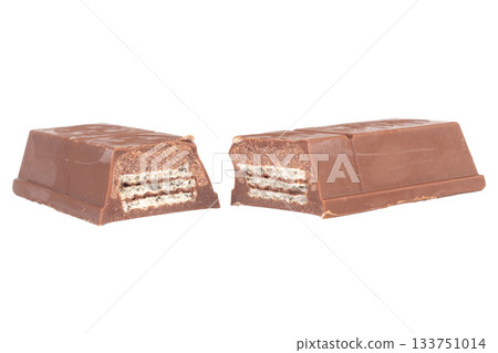 Chocolate wafers Bite break isolated on white background 133751014