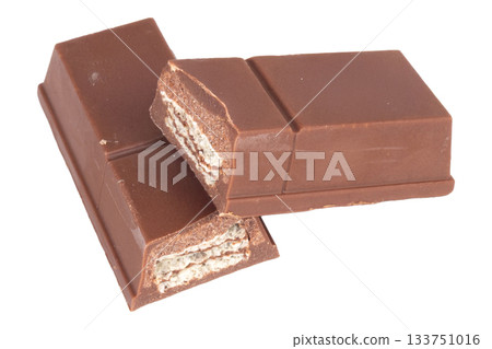 Chocolate wafers Bite break isolated on white background Chocolate wafers Bite break isolated on white background 133751016