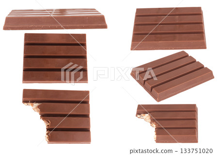Chocolate wafers Bite break isolated on white background Chocolate wafers Bite break isolated on white background 133751020