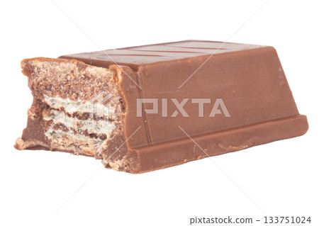 Chocolate wafers Bite break isolated on white background Chocolate wafers Bite break isolated on white background 133751024