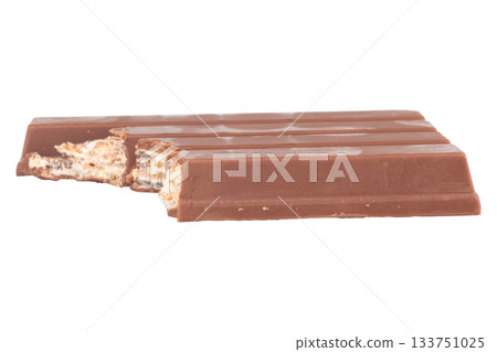 Chocolate wafers Bite break isolated on white background Chocolate wafers Bite break isolated on white background 133751025