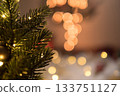 Christmas tree with bokeh lights background and copy space 133751127