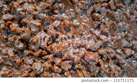 Macro Shot of Richly Seasoned Beef Rendang The Quintessential Indonesian Dish Macro Shot of Richly Seasoned Beef Rendang The Quintessential Indonesian Dish 133751173