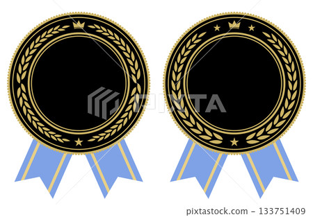 Luxurious ranking medal with ribbon, black Luxurious ranking medal with ribbon, black 133751409