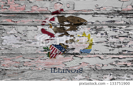 Flag of Illinois on a wooden board 133751900