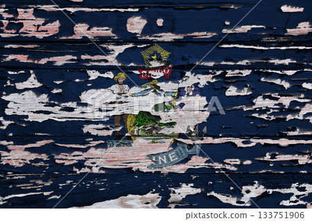 Flag of Maine on a wooden board 133751906