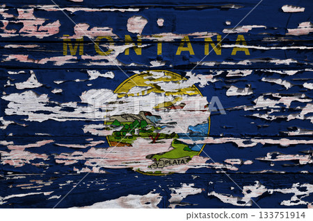 Flag of Montana on a wooden board 133751914